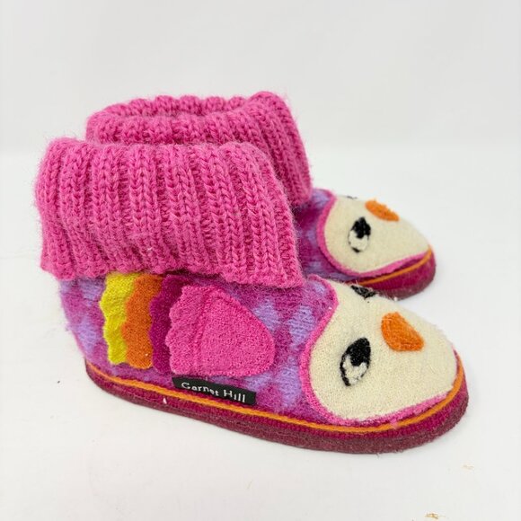 Garnet Hill x Haflinger kids boiled wool slippers owl pink 7 girls toddler - Picture 1 of 7